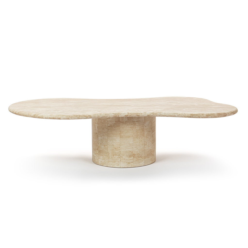 Elyse Freeform Stone Coffee Table with Cylinder Pedestal Base