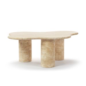 Elyse Freeform Stone Coffee Table with Tri Cylinder Base