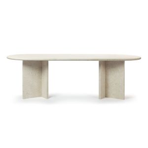 Sierra Oval Stone Dining Table with Angled Base
