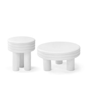 Avori Modern Round Ring Tripod Concrete Coffee & Side Table Set
