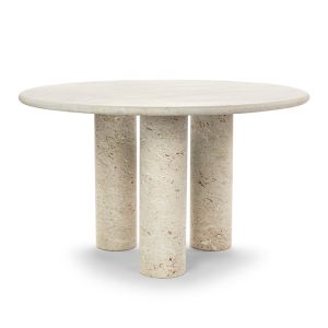 Terzo Round Marble Dining Table with Tri Cylinder Base