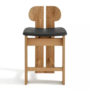Afra & Tobia Scarpa Artona Africa Leather and Wood Counter Stool