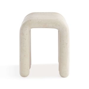 Alma Modern Square Channel Waterfall Curved Stone Side Table Stool