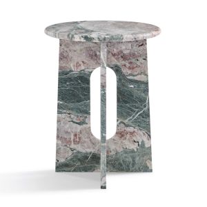 Romi Modern Round Marble Side Table With Crossed Legs