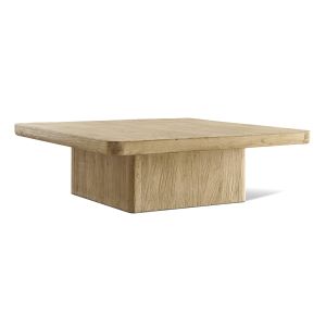 MC Wabisabi Square Light Natural Reclaimed Wood Coffee Table with Square Pedestal Base