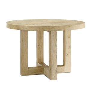 MC Wabisabi Round Light Natural Reclaimed Wood Dining Table with Cross Base
