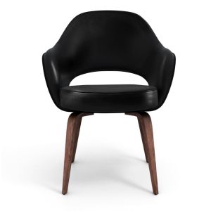 Saarinen Executive Leather Armchair - Wood Legs