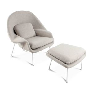 Womb Chair & Ottoman - White Powder-Coated Steel Legs