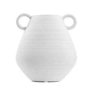 Meadow Decorative Rounded White Nordic Ceramic Vessel Vase With Handles