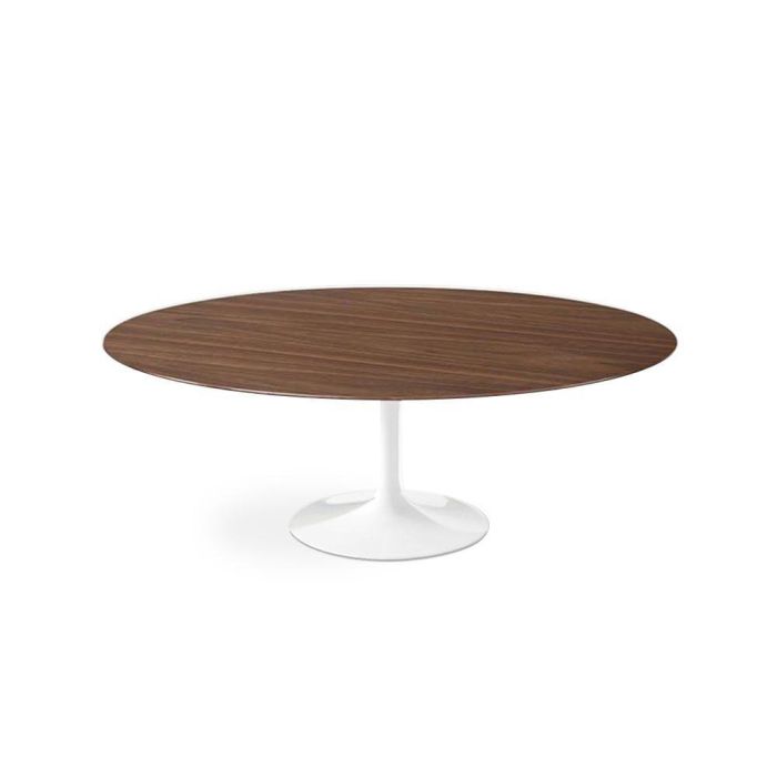 Dark Walnut Wood Tulip Dining Table - Oval