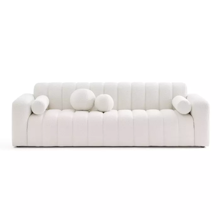 Aurelie Modern Channel Tufted Curved Modular Sectional Sofa | Three Seater