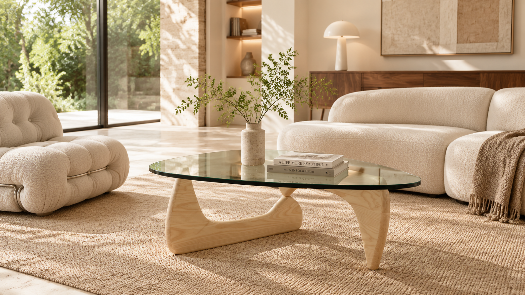Abstract Glass Top Coffee Table