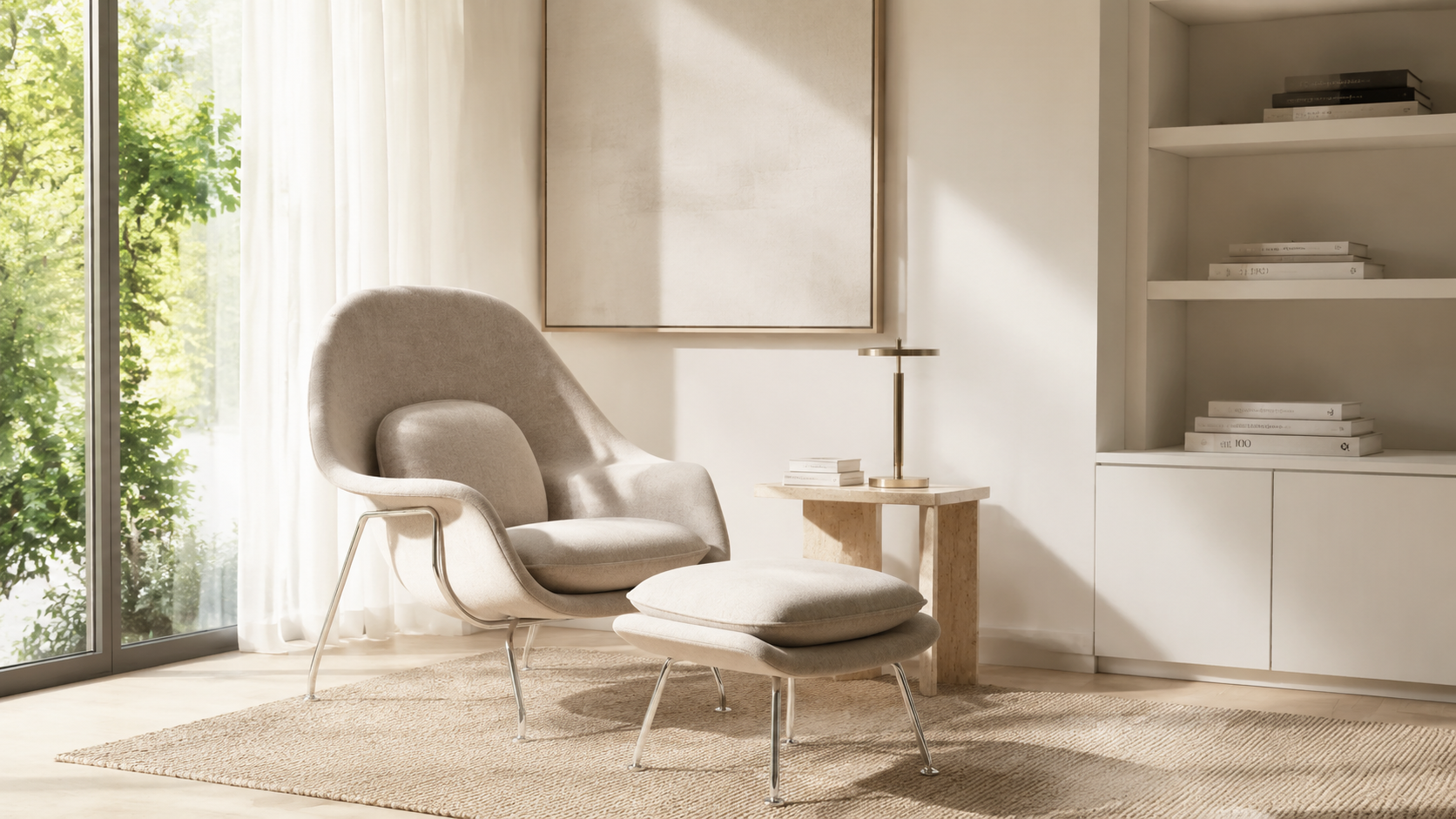 Womb Chair & Ottoman - Chrome Legs