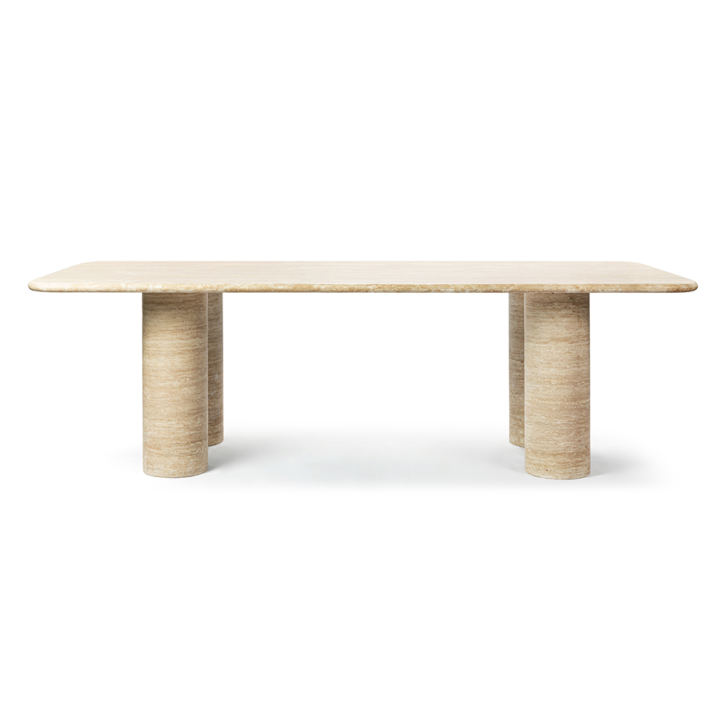 Alfio Rectangle Travertine Dining Table with Cylinder Legs