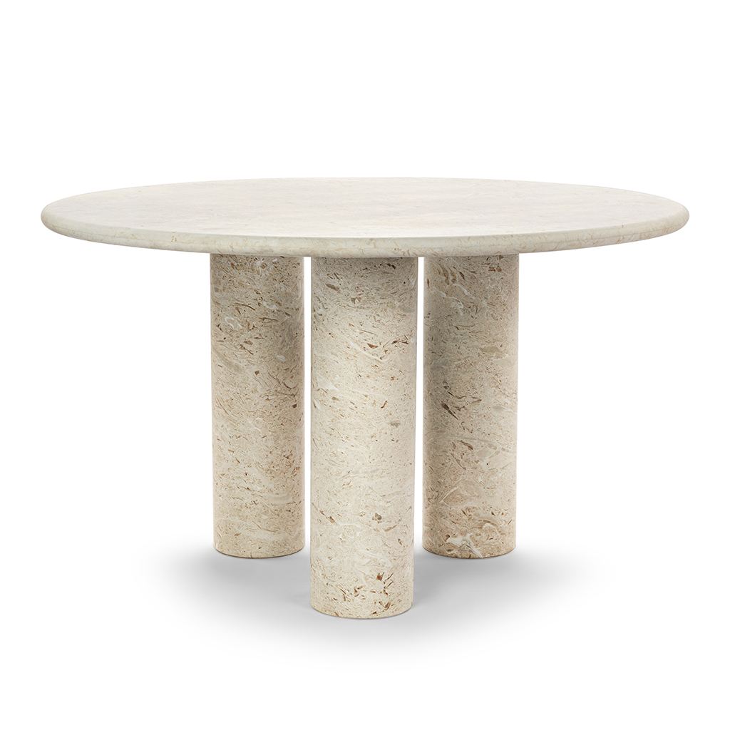 Terzo Round Marble Dining Table with Tri Cylinder Base