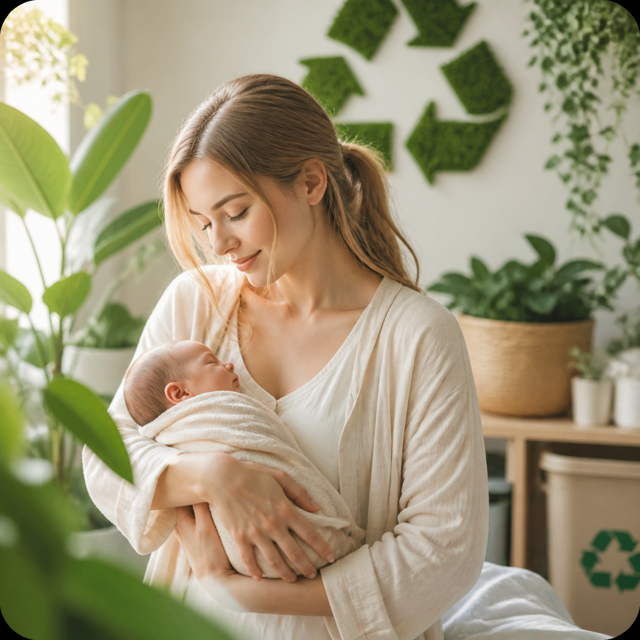 Mother and child in a living room